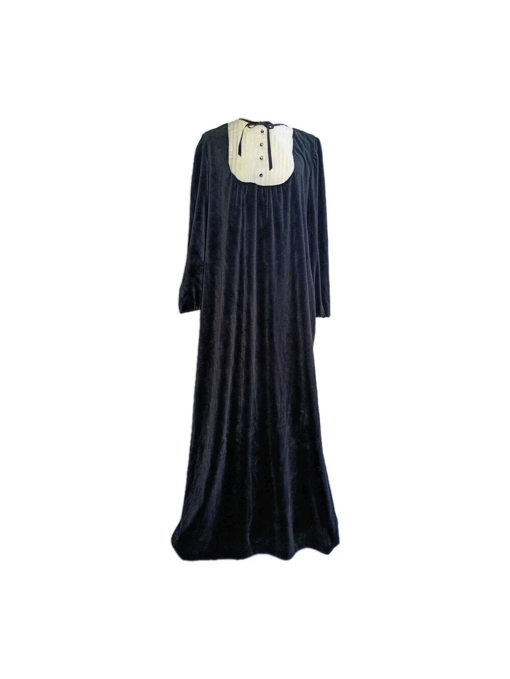 Vtg Jolie Two Women's Sz M Black Velvet Dressing Sleep Night Gown Patio Dress